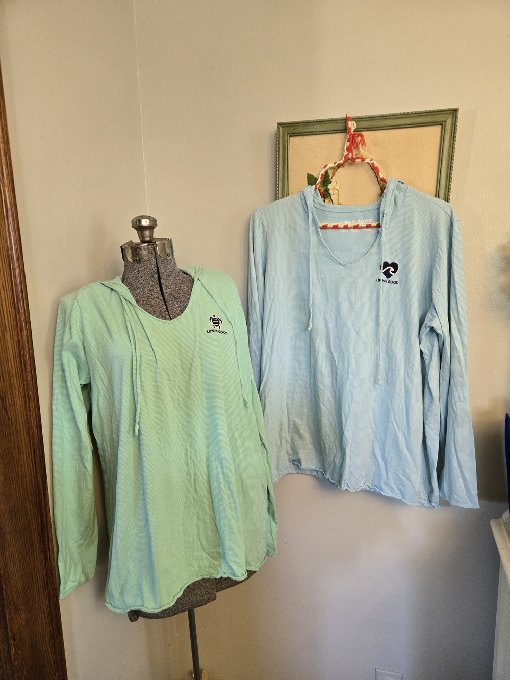Lot Of 2 Life Is Good Women's Long Sleeve Hooded Shirts 2XL